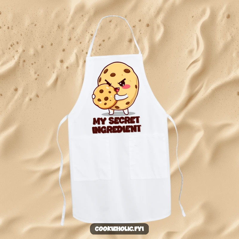 Funny Apron: A mischievous cookie character winks while offering a perfectly baked treat. A fun and functional funny gift.