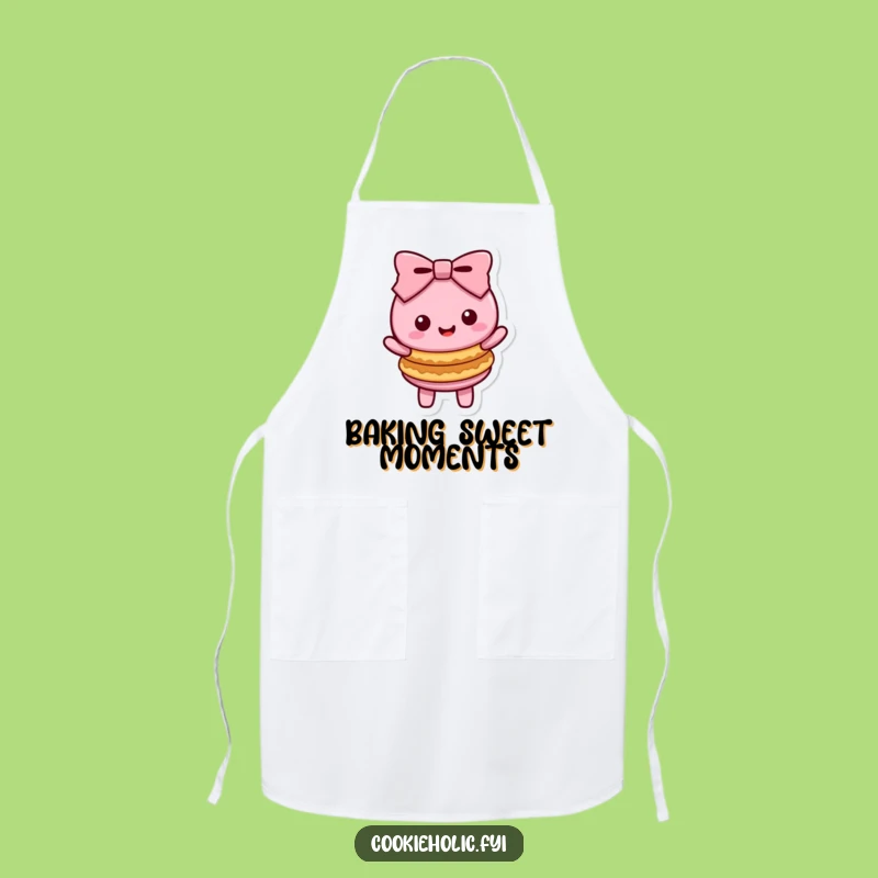 Funny Kawaii Macaron Bow Apron - Cute Chef Character Kitchen Gift