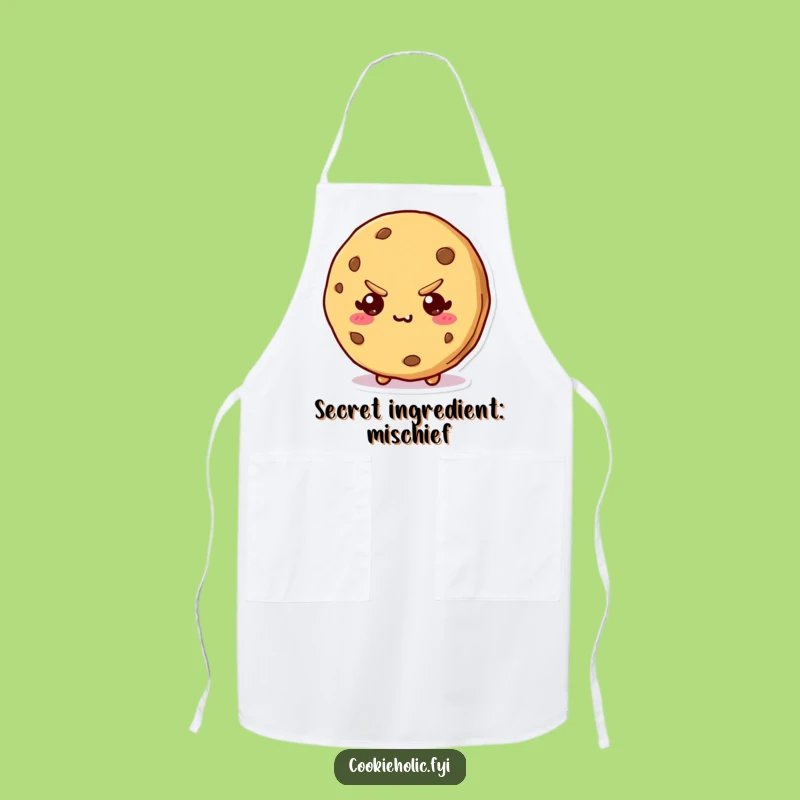 Funny Kawaii Cookie Bite Apron: Kitchen Mischief Character Style, Perfect Funny Gift