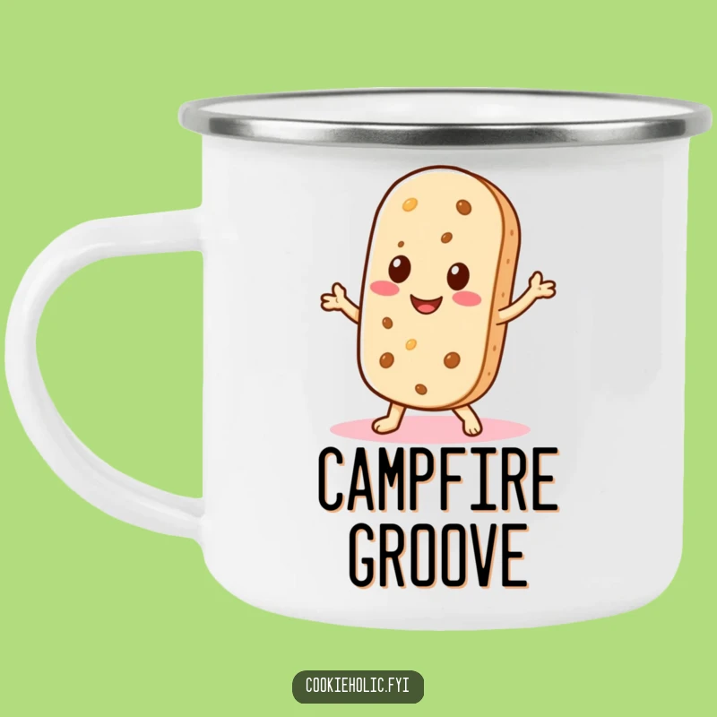 Funny Kawaii Wafer Camping Mug: Durable Shimmy Cookie, Perfect Gift for Fun Adventures!