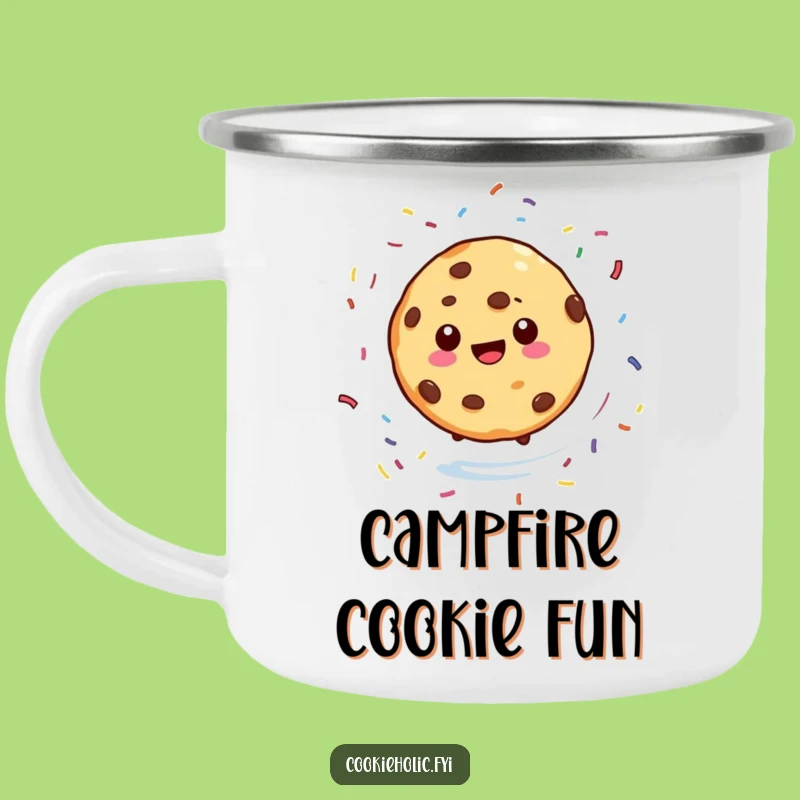 Funny Cookie Enamel Camping Mug: Sprinkly Spin, Outdoor Treat Gift