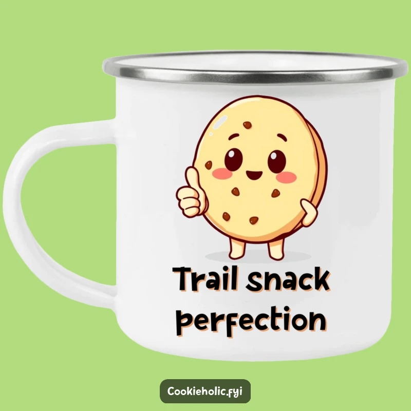 Funny Kawaii Cookie Thumbs-Up Camping Mug: Outdoor Cheer Gift