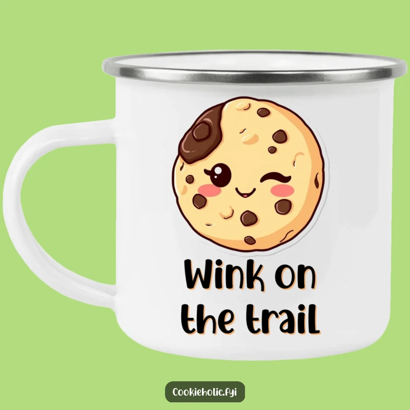 Funny Kawaii Cookie Wink Camping Mug: Cheeky Sips with Chocolatey Fun