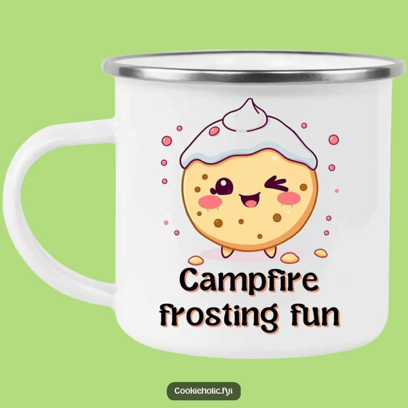 Funny Kawaii Cookie Wink Camping Mug: Outdoor Playfulness, Cheerful Gift!