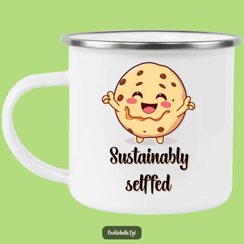 Funny Kawaii Cookie Self-Bite Camping Mug: Bold Adventure, Victorious Gift!