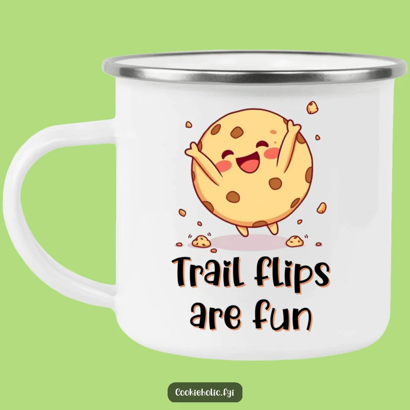 Funny Cookie Acrobat Camping Mug: Adventure with Cookie Somersault, Rugged Funny Gift