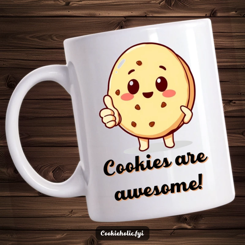 Funny delighted kawaii cookie character giving a thumbs-up, showing approval and happiness, excellent funny gift.