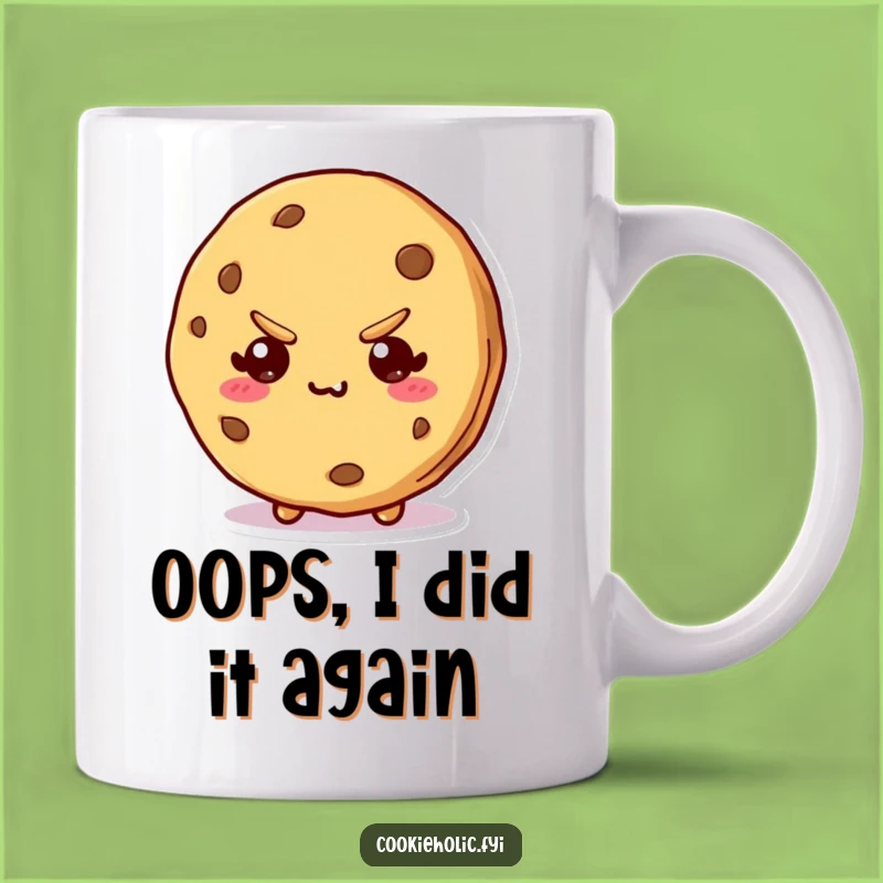 Funny Kawaii Cookie Bite Mug: Mischievous Character Design, Perfect Funny Gift