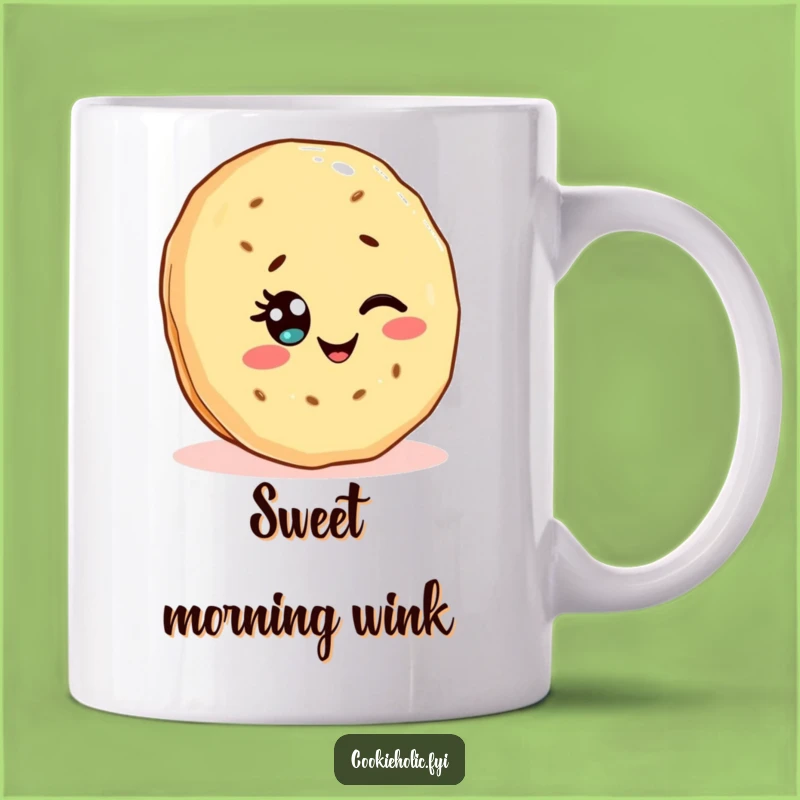 Funny Kawaii Cookie Mug: Adorable Winking Shortbread, Perfect Gift for Sweet Humor Lovers!