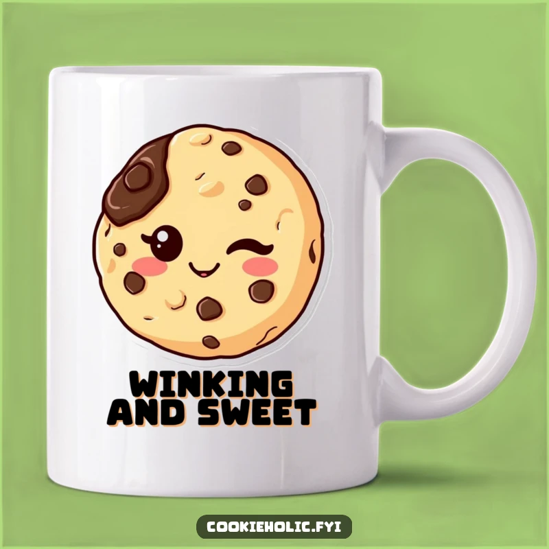 Funny Kawaii Cookie Wink Mug: Cheeky Chocolate Chip Treat Gift