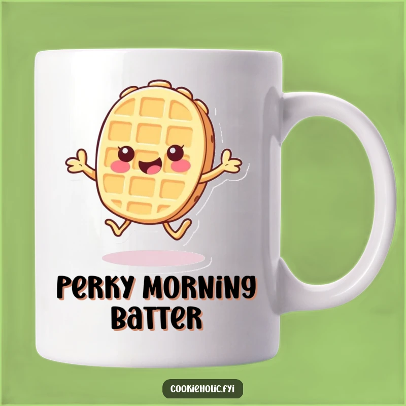 Funny Kawaii Waffle Mug: Cheerful Hopping Cookie, Perfect Gift for Happy Mornings!