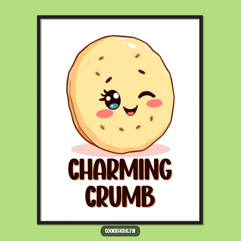 Funny Kawaii Cookie Digital Art: Printable Winking Shortbread, Perfect Gift for Instant Sweetness!