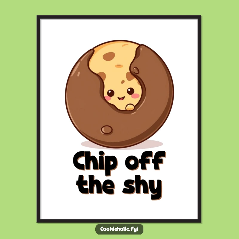 Funny Shy Cookie Chip Digital Art - Printable Gift for Sweet Spaces