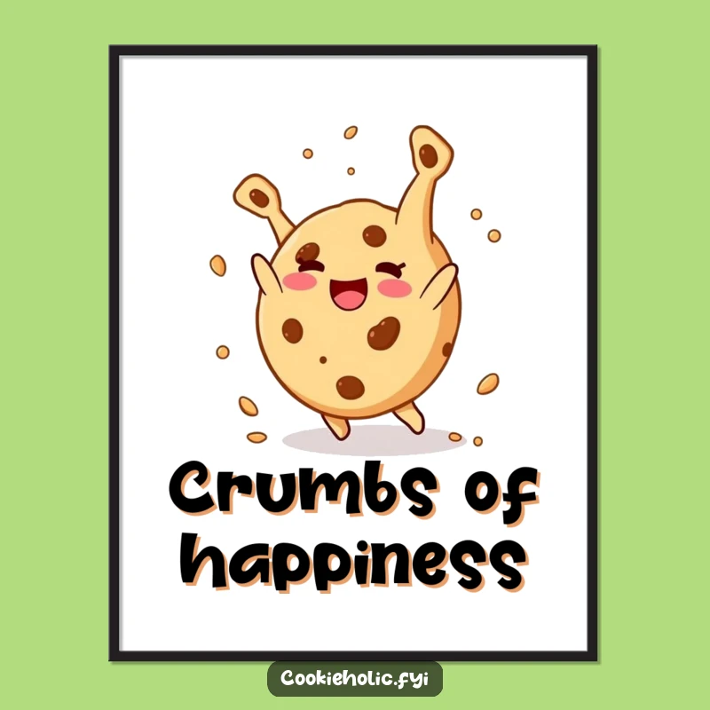Funny Cookie Digital Art: Happy Cookie Somersault, Wall Art Funny Gift