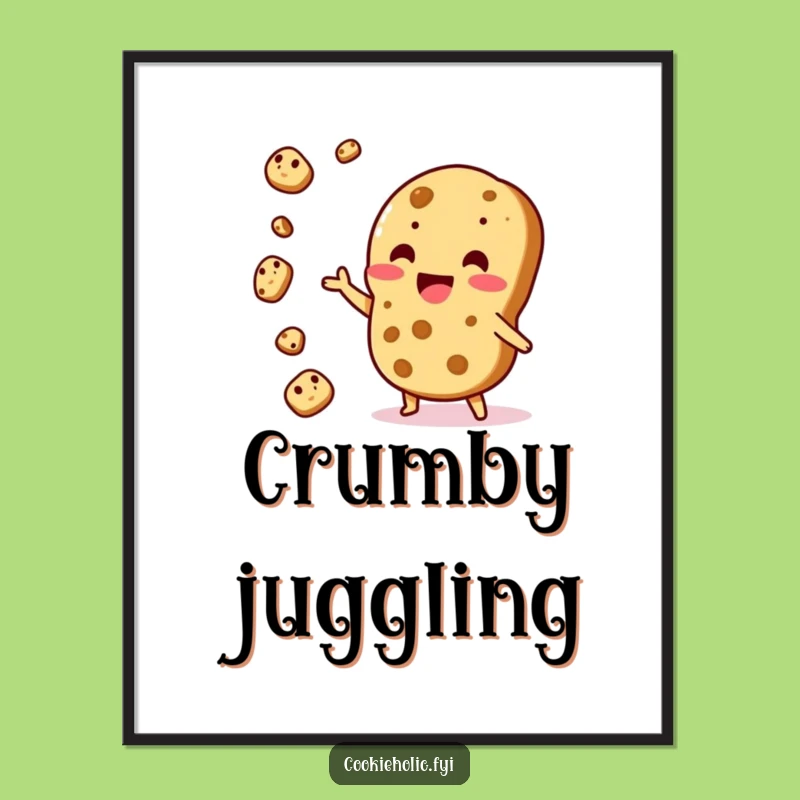 Funny Kawaii Cookie Juggling Digital Art: Sweet Skill Display, Instant Gift!