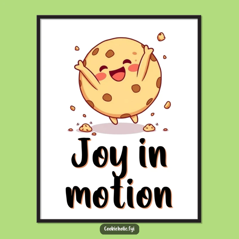 Funny Cookie Acrobat Digital Art: Cookie Somersault Print, Instant Funny Gift Download