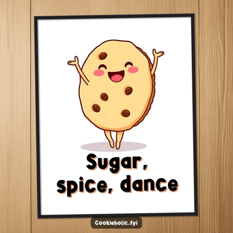 Funny cookie ballet digital art print, a cookie dancing gracefully, for instant whimsical decor.