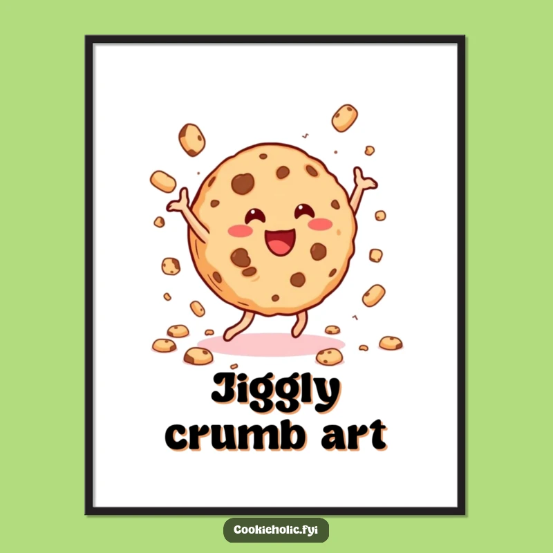 Funny Cookie Dance Digital Art: Joyful Art Print with Scattering Crumbs, Gift