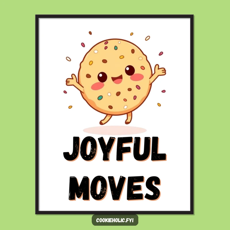 Funny Kawaii Cookie Dance Digital Art: Sprinkling Joyful Vibes, Instant Gift!