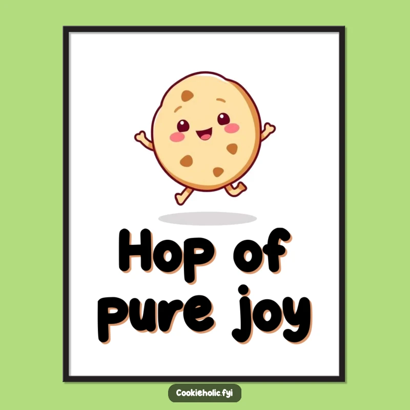 Funny Kawaii Cookie Hop Digital Art: Sweet, Happy Decor for Any Space