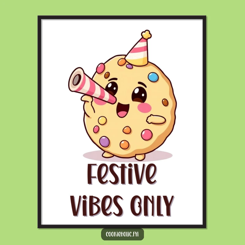 Funny Party Cookie Digital Art: Instant Cookie Blowing Horn Decor, Hilarious Gift
