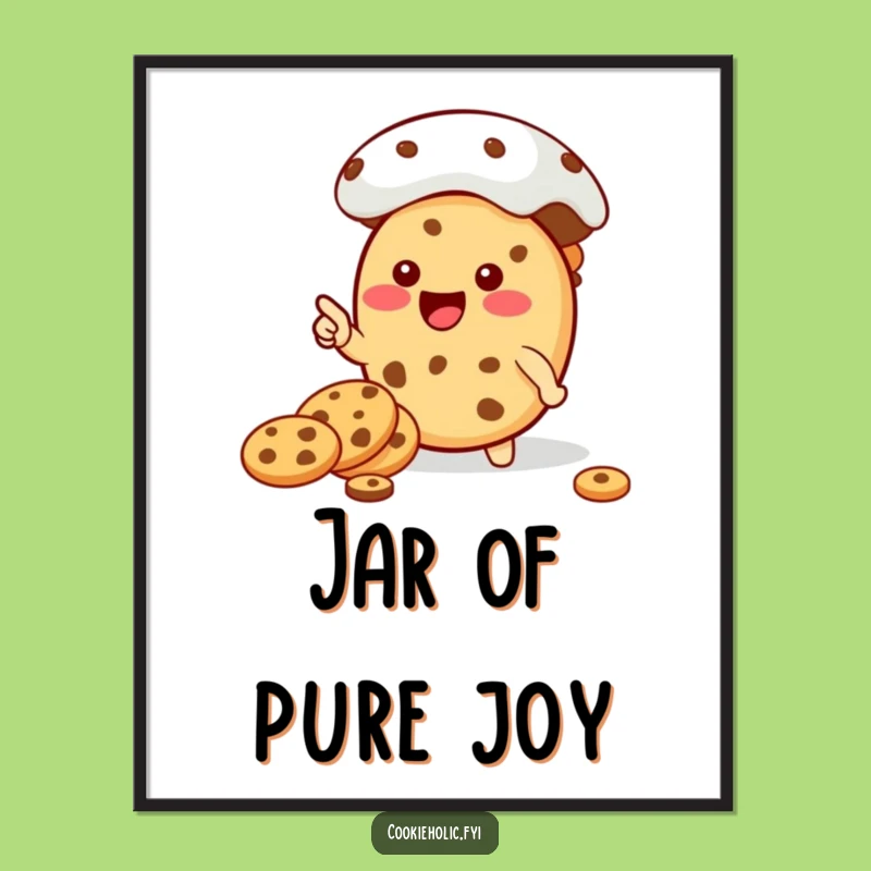 Funny Kawaii Cookie Jar Pointer Digital Art: Hilarious Cookie Character Print