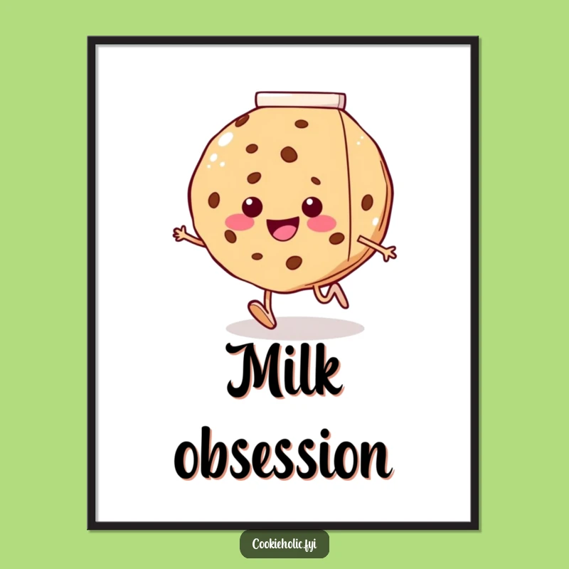 Funny Cookie Milk Frenzy Print - Whimsical Art for Your Walls