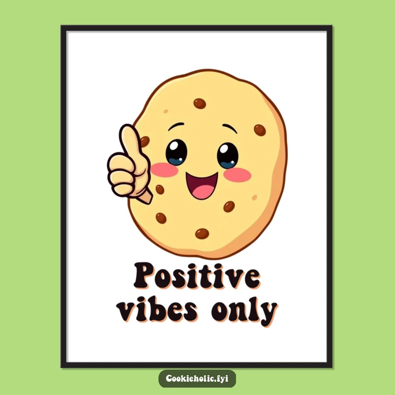 Funny Kawaii Cookie Thumbs Up Digital Art: Positive Character Download, Instant Funny Gift