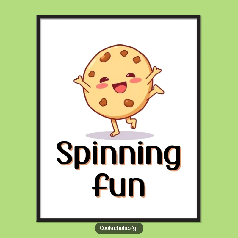 Funny Cartwheel Cookie Digital Art: Instant Energy, Perfect Playful Funny Gift!