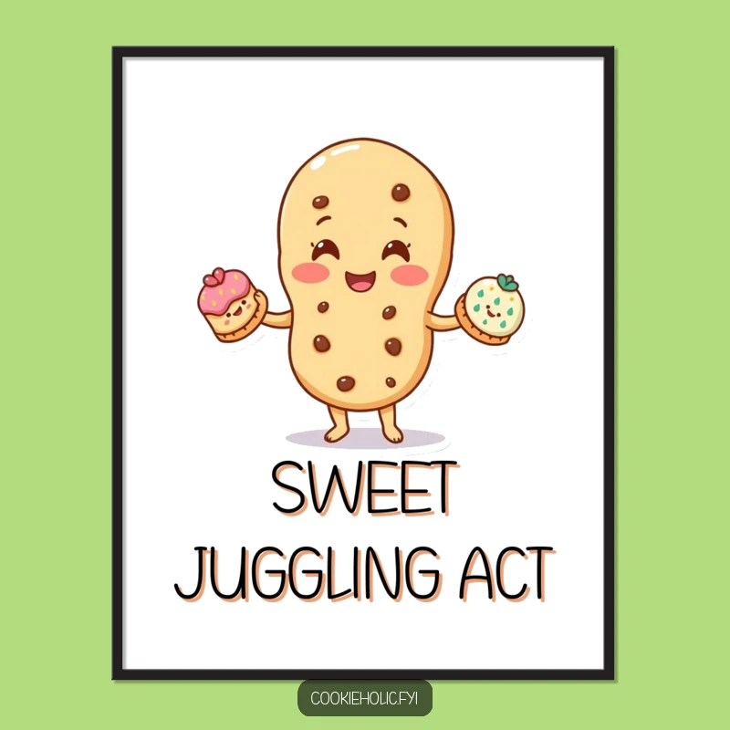 Funny Juggler Digital Art: Cookie Juggling Decorated Cookies, Wall Art Funny Gift