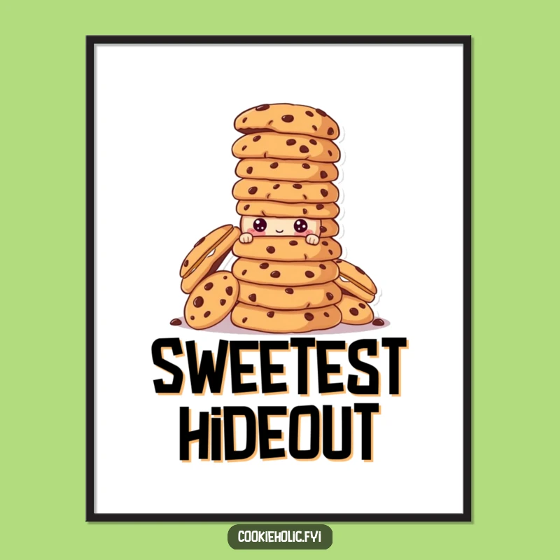 Funny Peek-a-Boo Cookie Digital Art, Tower of Cookies Decor, Instant Download Gift