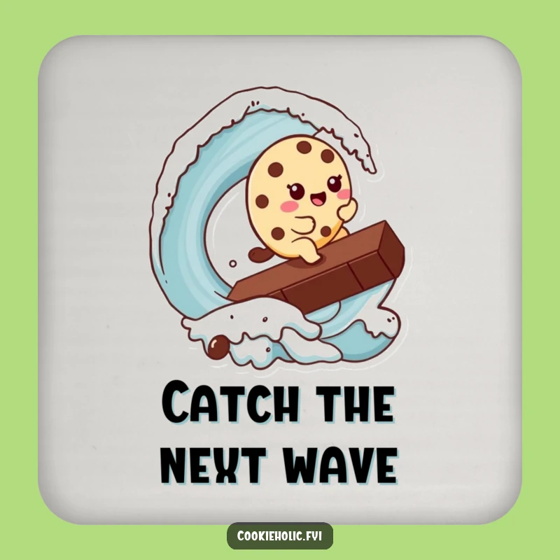 Funny Kawaii Cookie Surfer Coaster: Hilarious Cookie Character Chocolate Chip Wave Drink Protector