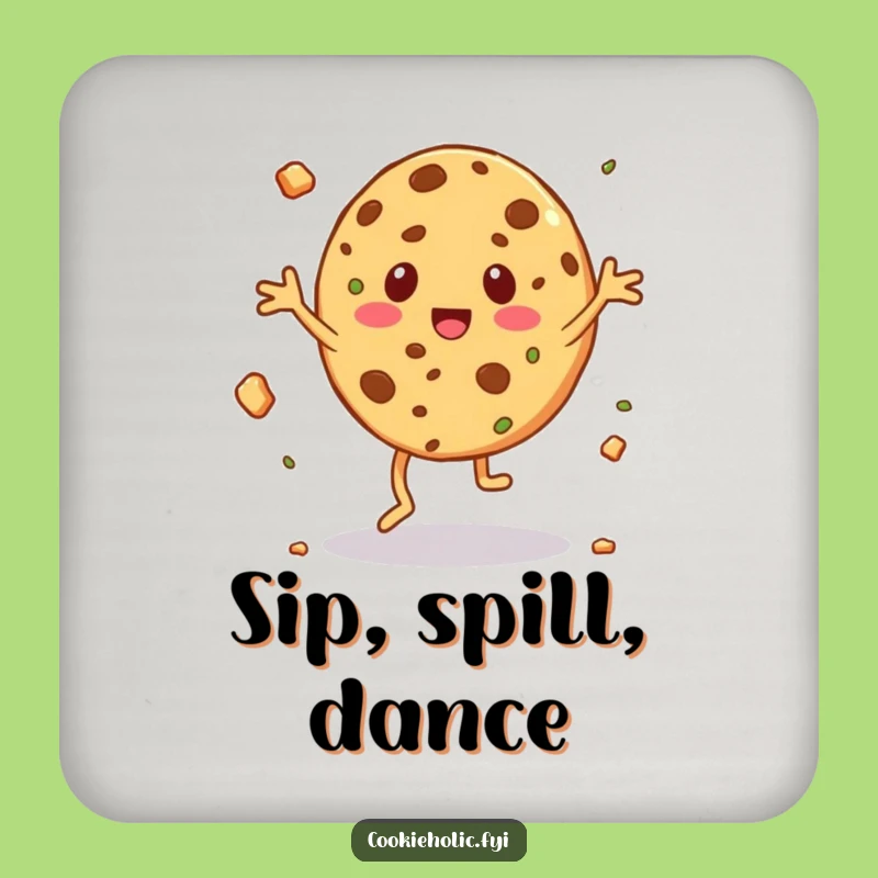 Funny Jigging Cookie Drink Coaster - Crumb Flying Dancer Protector, Humorous Gift
