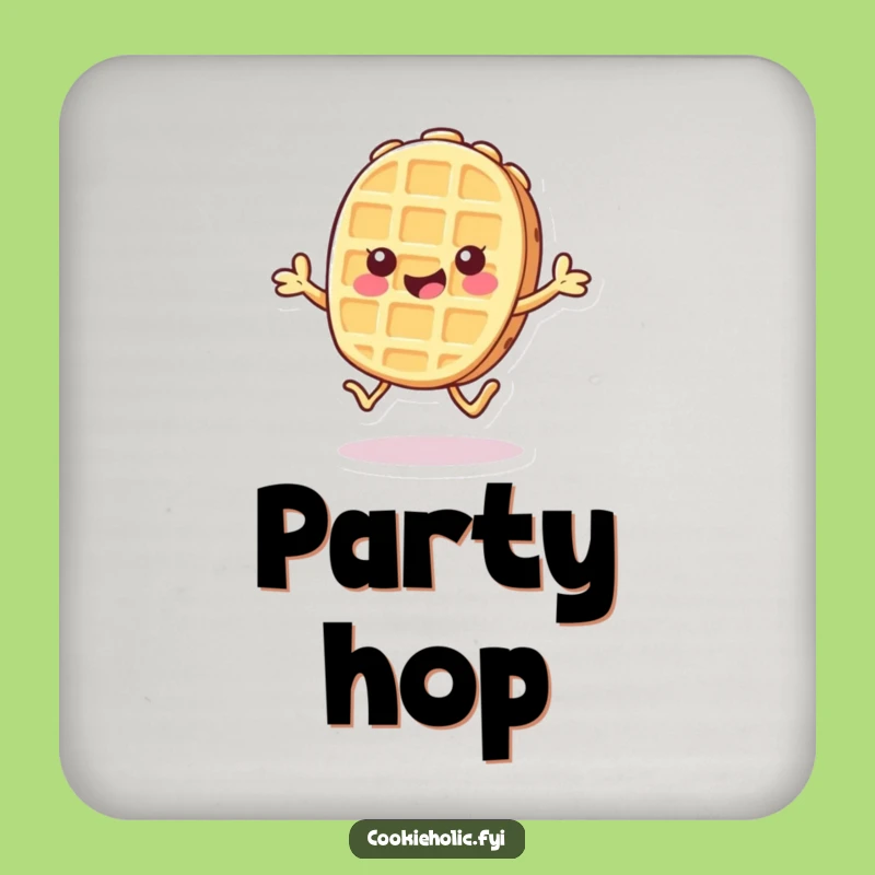 Funny Kawaii Waffle Coaster: Chic Hopping Cookie, Perfect Gift for Cheerful Table Protection!