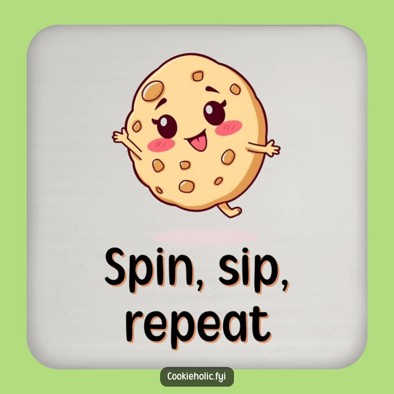 Funny Silly Spin Cookie Coaster - Protect Surfaces with Fun