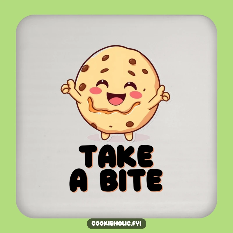 Funny Kawaii Cookie Self-Bite Coaster: Bold Protection, Unique Table Gift!