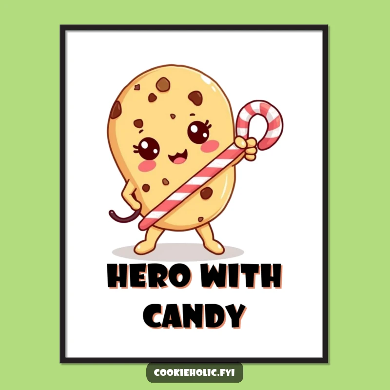 Funny Kawaii Cookie Hero Poster: Epic Art, Inspiring Display Gift!