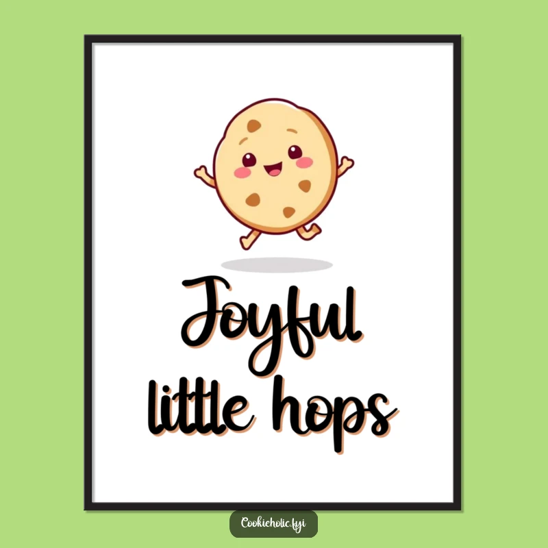 Funny Kawaii Cookie Hop Poster: Sweet, Happy Decor for Your Walls