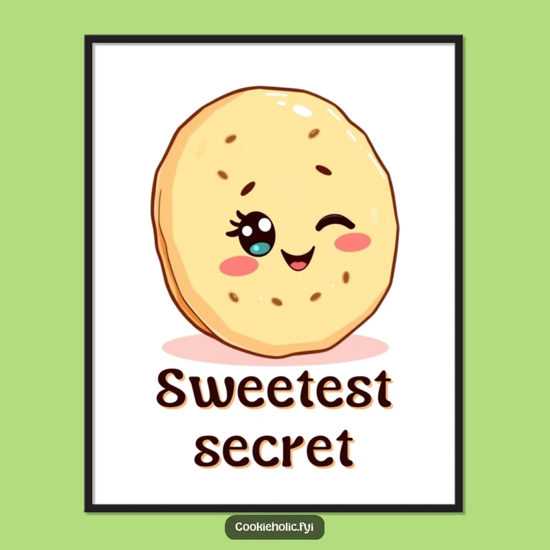Funny Kawaii Cookie Poster: Adorable Winking Shortbread, Perfect Gift for Sweet Wall Art!