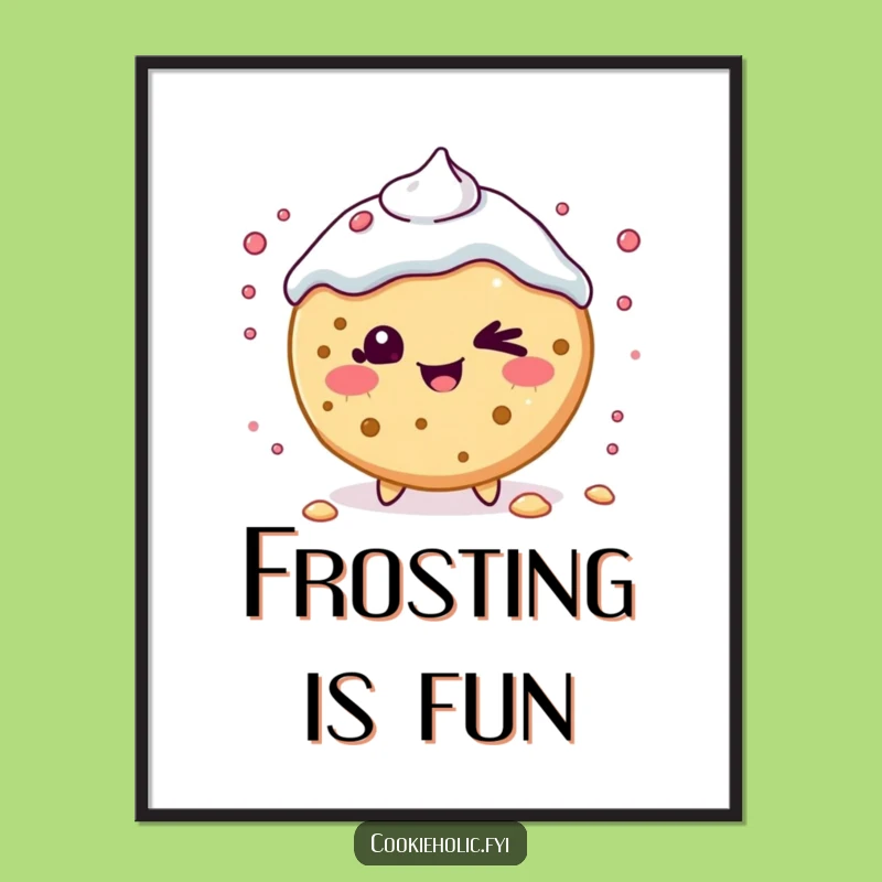 Funny Kawaii Cookie Wink Poster: Playful Art, Sweet Display Gift!