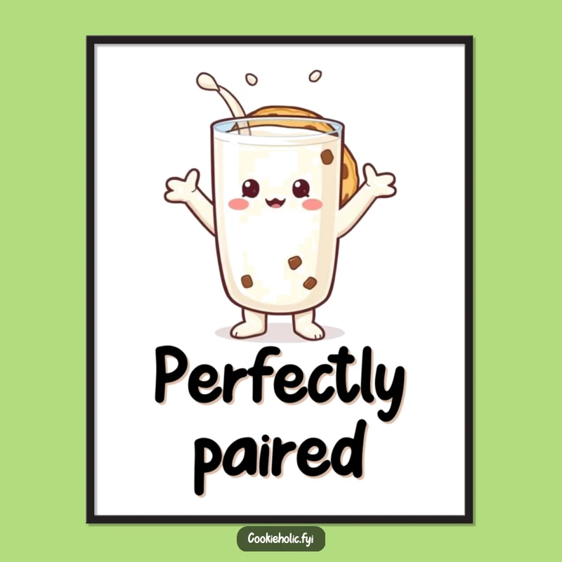 Funny Milk Lover Cookie Poster - Iconic Duo Character Art, Decor Gift