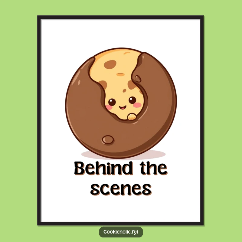 Funny Shy Cookie Chip Poster - Whimsical Wall Art Gift for Sweet Spaces