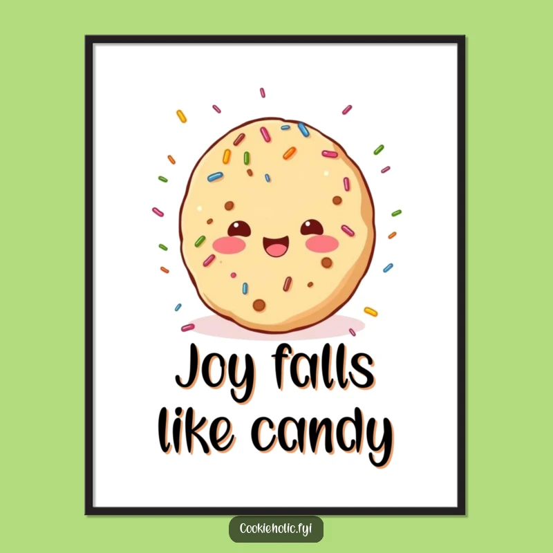 Funny Kawaii Cookie Sprinkle Poster: Joyful Character Art Print, Unique Funny Gift