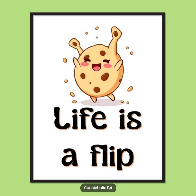 Funny Cookie Poster: Happy Cookie Somersault, Whimsical Funny Gift