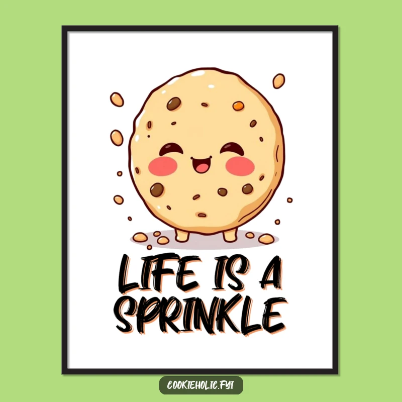 Funny Rosy Cheeks Cookie Poster - Whimsical Crumb Sprinkling Art for Walls