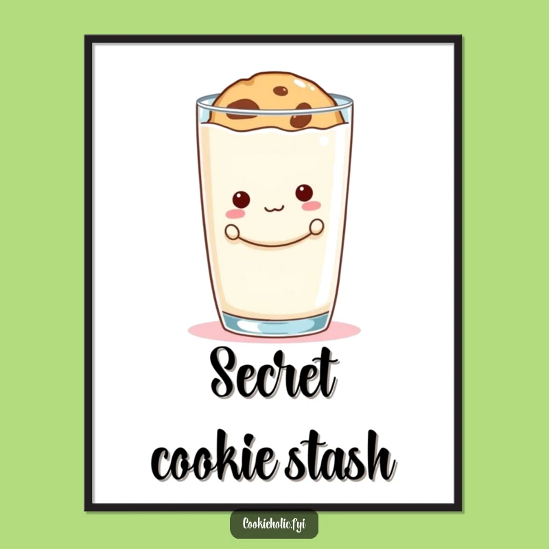 Funny Cookie Peek Poster: Mischievous Wall Art, Perfect Milk Lover Gift