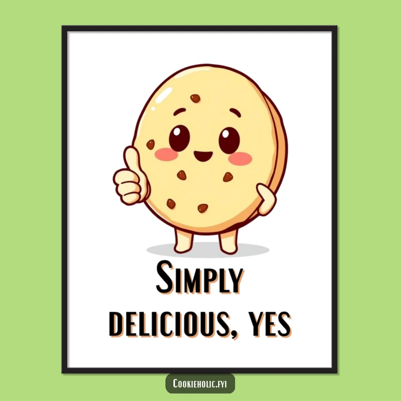 Funny Kawaii Cookie Thumbs-Up Poster: Cheerful Wall Art Gift