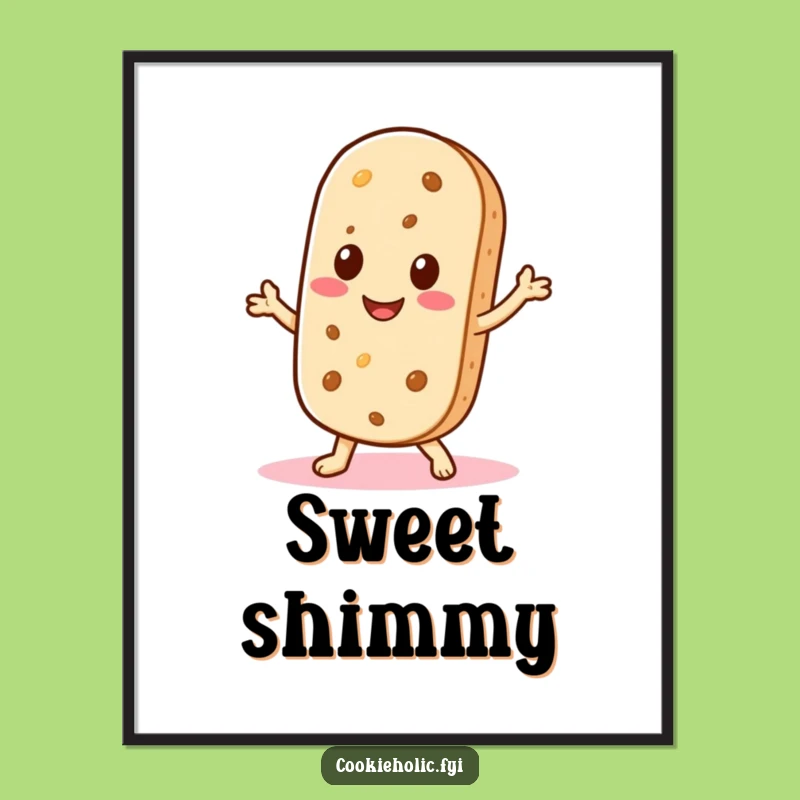 Funny Kawaii Wafer Poster: Smiling Shimmy Cookie, Perfect Gift for Fun Wall Art!