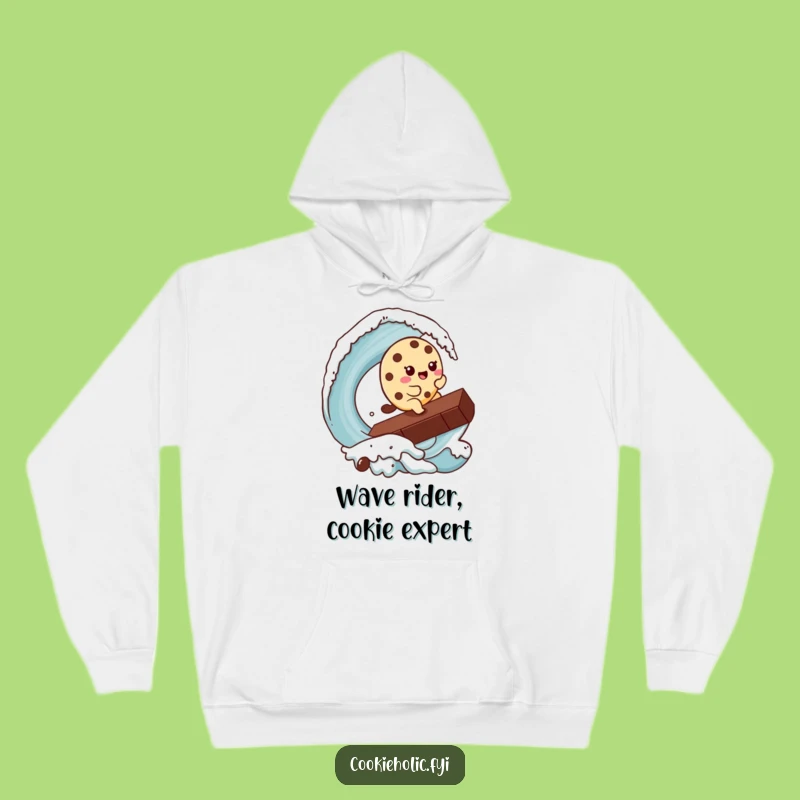 Funny Kawaii Cookie Surfer Hoodie: Cozy & Hilarious Cookie Character Chocolate Chip Wave Sweatshirt