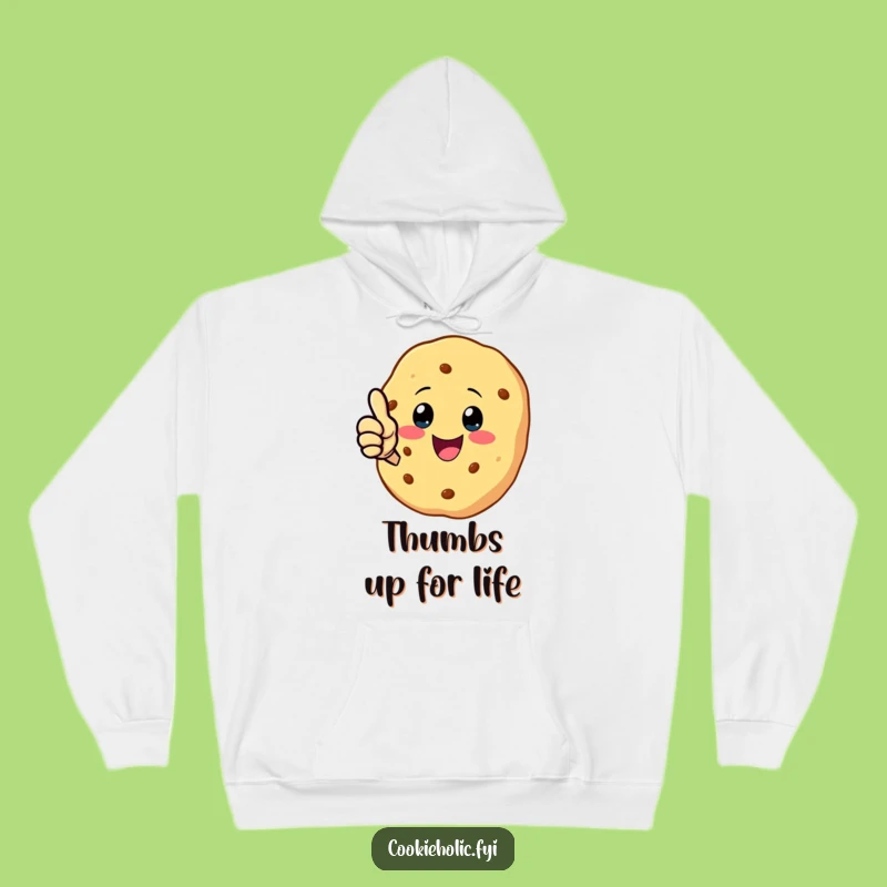 Funny Kawaii Cookie Thumbs Up Hoodie: Cozy Positive Character Wear, Perfect Funny Gift